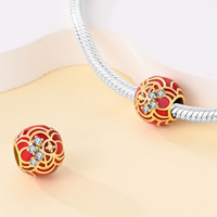 Pendentifs Perles en Argent 925 pour la Série du Nouvel An pour Enfants, Motifs Danse du Lion, Lanterne Rouge et Chat Porte-Bonheur, Meilleures Ventes Transfrontalières