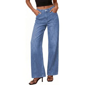 Vaqueros de Pierna Ancha para Mujer, de Cintura Alta, Elásticos, Estilo Palazzo, con Costuras Frontales, Ropa de Moda Verano 2026 - Product Image 2