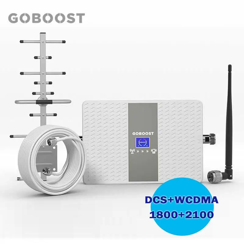 مقوي إشارة ثنائي النطاق 2100 ميجاهرتز من Goboost, مقوي إشارة ثنائي النطاق 1800 ميجاهرتز ، AGC 70db DCS WCDMA ، موسع إشارة للهواتف المحمولة 2G 3G 4G ، مقوي شبكة