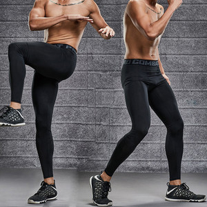 Leggings Deportivos Elásticos Personalizados, Pantalones Deportivos de Compresión que Conservan el Color, Leggings Atléticos para <span class=keywords><strong>Hombre</strong></span> para Correr - Product Image 3
