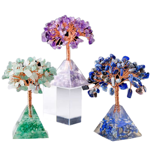 Adorno de árbol de cristal de obsidiana natural con <span class=keywords><strong>Base</strong></span> de pirámide negra y Chip Fortune DIY decoración de flores para oficina en casa - Product Image 6