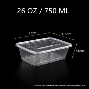 Customizable Rectangular Transparent Disposable PP <b>Plastic</b> <b>Box</b> Packaging 500ml Sealed Lid Environment-friendly Take Away Food - Product Image 4