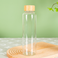 Grosir Pabrik botol air kaca borosilikat tinggi dengan lengan silikon dan tutup bambu