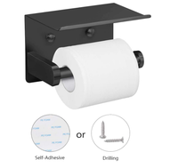 Porte-papier toilette auto-adhésif Sondoly avec étagère pour téléphone, porte-rouleau de papier toilette mural en acier inoxydable