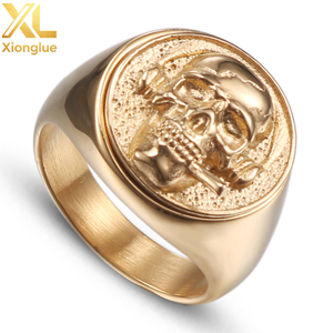 Retro Statement Hip-hop Titanium Steel Stainless Steel Pirate <b>Skull</b> <b>Ring</b> for Men - Product Image 1
