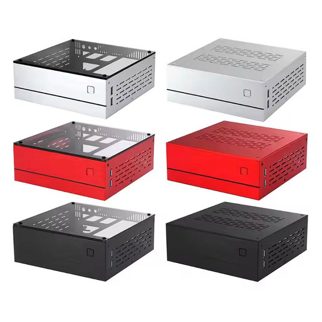 Office Mini ITX Computer Case Aluminum Steel Plate Tempered Glass Mini Chassis Case Support ITX Motherboard