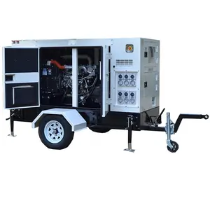 Generator Diesel Parkins Tipe Trailer 125kva, dengan Mesin 1106A-70TG1 50Hz 100kw Power Generator dengan Trailer Roda