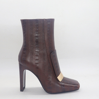 Sepatu Bot Wanita Hak Pendek Kulit Asli Motif Sapi untuk Musim Dingin