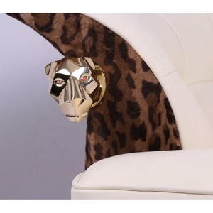 ชุดเฟอร์นิเจอร์ห้องนั่งเล่นทำจากไม้กำมะหยี่พิมพ์ลายเสือดาวด้วยหนังสีขาวทองแดงหรูหราทันสมัย - Product Image 6