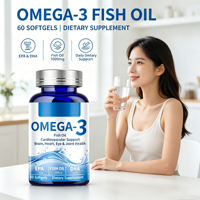 Capsules de gelée molle d'huile de poisson pour adultes, marque privée, suppléments d'Oméga-3 EPA et DHA pour une meilleure densité osseuse, 60 gélules par flacon