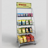 Étagères de magasin de supermarché Panier de rangement en fil métallique Snacks Nourriture Boisson Bouteille Bonbons Pain Biscuit Pommes de terre Chips Présentoir Stand