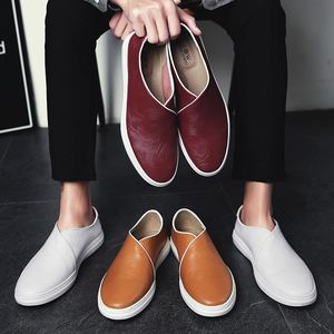 Mocassins pour hommes, chaussures plates, chaussures de skateboard en <span class=keywords><strong>cuir</strong></span> à bout ouvert, chaussures décontractées et légères pour le printemps - Product Image 6