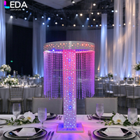 LEDA Centre de table de luxe pour événements et mariages, ornement en métal argenté « Ciel étoilé », rideau de perles de cristal