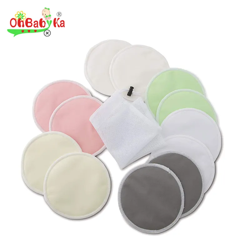 Ohbabyka แผ่นซับน้ำนมแบบซักได้,แผ่นซับน้ำนมจากไม้ไผ่ออร์แกนิกสามารถใช้ซ้ำได้กันหก