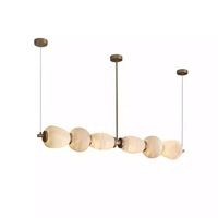 Suspension linéaire de luxe nordique en cuivre, lustre post-moderne en faux marbre pour îlot de cuisine, bar, salon de thé et salle à manger
