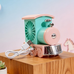 LingPan <b>Mini</b> <b>Desk</b> Fan Train Shape USB Rechargeable Quiet Strong Wind For Kids Students Gift - Product Image 3