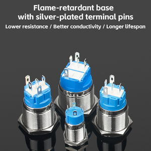 12Mm 12 ~ 24V Pulsador Motorfiets Knop <span class=keywords><strong>220</strong></span> <span class=keywords><strong>Volt</strong></span> 1no Kortstondige Push Hoge Spoeling Normaal Open Schroef Waterdicht Metaal Ip65 Niveau 3a - Product Image 3