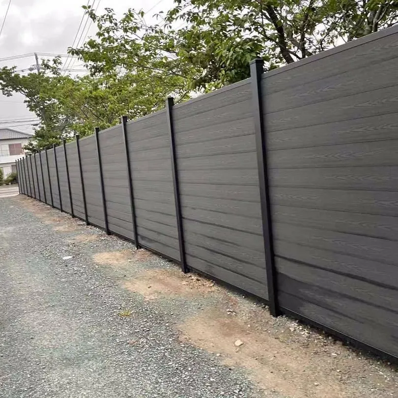 Rose Aluminum/composite Horizontal Fence Panel Euro Style 6 Ft. X 6 Ft. Black WPC BSCI Plastic Garden Fence Wood Decking