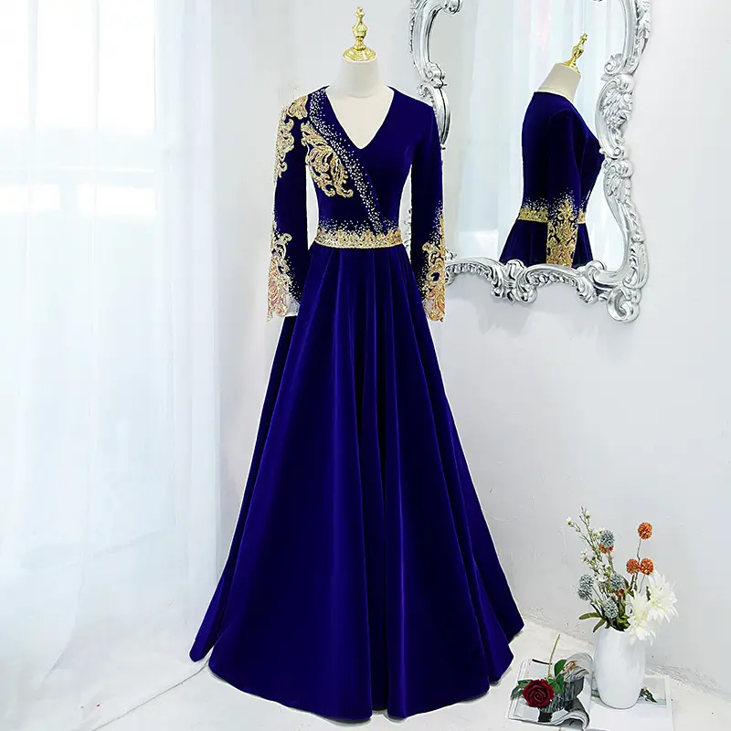 PB443 vestidos de novia de material de malla brillante para mujer de lentejuelas estrelladas de talla grande azul real para novia