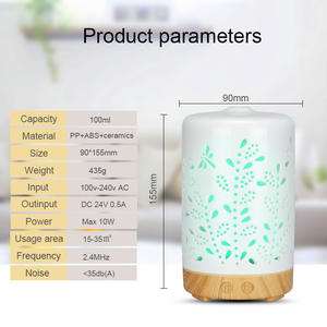 Difusor de Aroma de Cerámica de 100 ml, Humidificador Ultrasónico con Luz LED para Uso Doméstico - Product Image 3