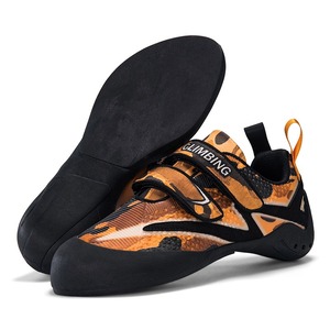 Chaussures d'escalade orange et noir à motif camouflage, avec fermeture Velcro, semelle en caoutchouc, pour sports de plein air, unisexe - Product Image 1
