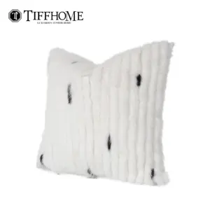 टिफ होम उच्च गुणवत्ता वाला 45*45 सेमी सफेद मिंक फर बिस्तर हटाने योग्य कवर कुशन कवर सभी मौसमों के लिए