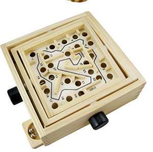 لعب الأطفال الخشبية المحمولة التوازن الصلب الكرة تشغيل المتاهة لغز صغير لعبة متاهة خشبية - Product Image 2