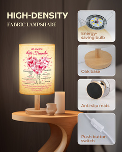 Lampe de table personnalisée avec base en bois, abat-jour en tissu, lumière de lecture LED pour chevet, cadeau pour chambre à coucher - Product Image 3