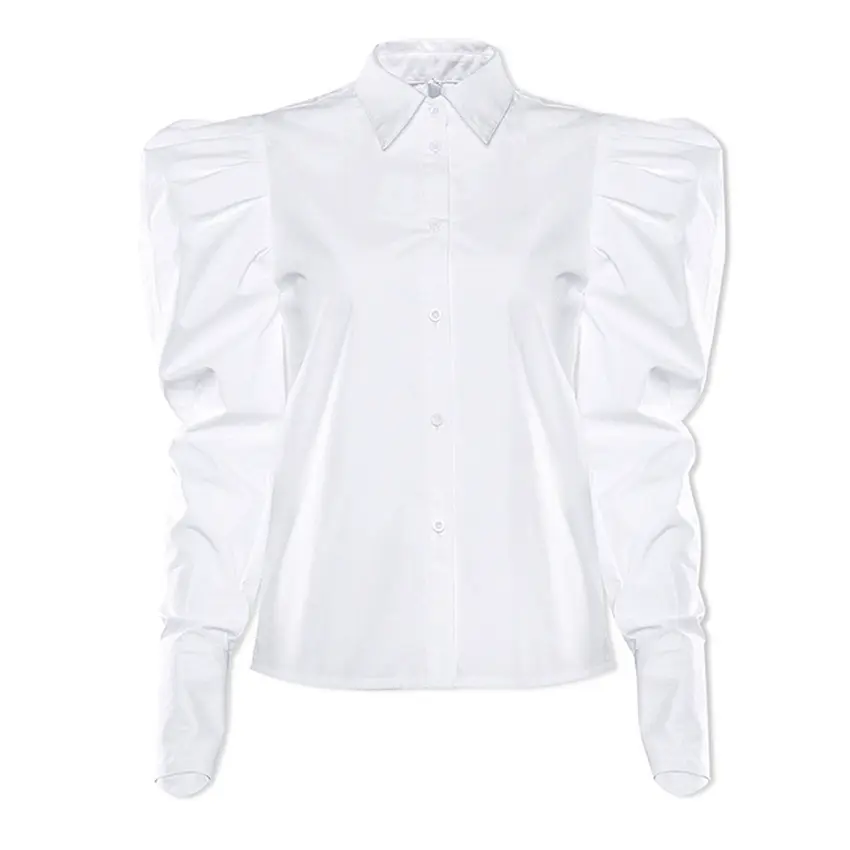Mandy français blanc manches bouffantes chemise haut femmes ample 2023 printemps nouveau rétro professionnel bureau formel à manches longues en mousseline de soie blouse
