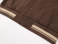Veste de baseball vintage pour homme et femme, couleur crème marine, col rayé, coupe ample, veste décontractée de style universitaire