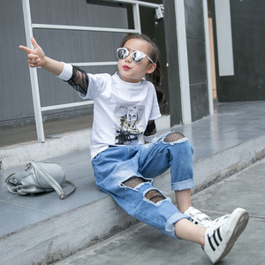 Nouveautés 2017 : T-shirts respirants à ourlet incurvé et manches patchwork de la marque Hot Rock pour filles - Product Image 4