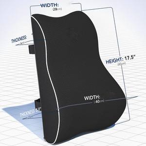 Cojín de Soporte Lumbar de Espuma Viscoelástica, 17.5 Pulgadas de Alto, 28 cm de Ancho, Almohada para Respaldo de Asiento de Coche u Oficina, Color Negro - Product Image 1