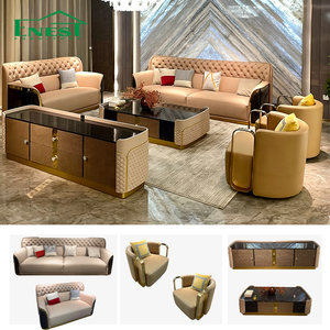 Sofá de Cuero de Alta Gama, Estilo Italiano, Respaldo Alto, Modular, de 1+2+3 Plazas, para Hogar, Hotel, Oficina, Villa, Proyectos - Product Image 1