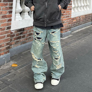 الرجال تخصيص الجينز الجينز الرجال ضئيلة تناسب خمر الجينز السراويل الطويلة الجينز المتعثرة السراويل الجينز - Product Image 5