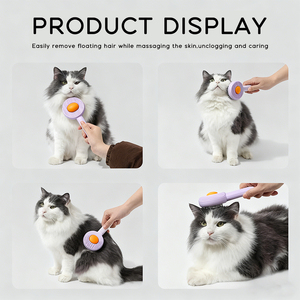แปรงสางขนสุนัขและแมวแบบเรียบง่าย ทำจากสแตนเลส สำหรับกำจัดขนและนวด - Product Image 6