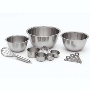 Juego de Vajilla de Acero Inoxidable de Lujo de 12 Piezas con Tazones, Tazas Medidoras, Cucharas y Batidor - Duradero y Ecológico - Product Image 1