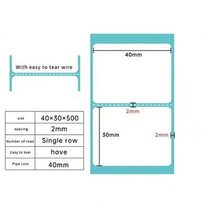 Rouleaux de papier pour étiquettes thermiques personnalisées 40*30, étiquettes thermiques vierges imperméables pour codes-barres - Product Image 4