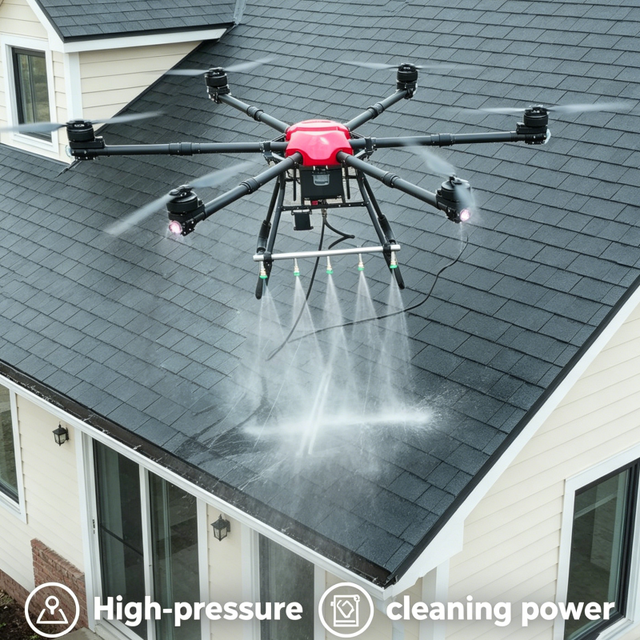 Easy Operation Carbon Fiber IP67 Waterproof FPV Visual Pressure Washing Drone for Villa Rooftop Office Curtain Wall Cleaning