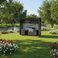 Cuisine extérieure de plage en acier inoxydable, armoire de barbecue modulaire avec évier et mini-réfrigérateur pour villa en bord de mer, complexe hôtelier, camping