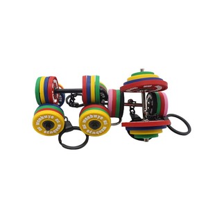 Wsnbwye Llaveros de moda con diseño de mancuernas recubiertas de goma, llavero de PVC blando con forma de mancuerna para ejercicio - Product Image 1
