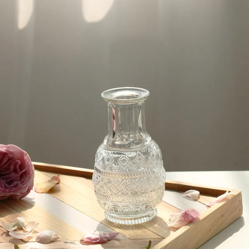 Atacado transparente vidro transparente flor vaso para decoração Home