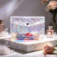 Pochette cosmétique en PVC holographique scintillante, organiseur de maquillage transparent pour les articles de toilette et le rangement de produits de beauté en voyage