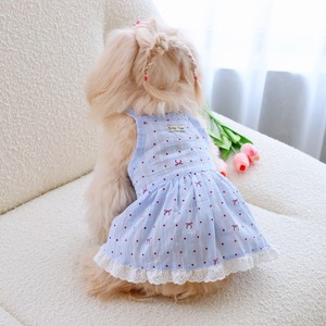 Vestido de lunares azul Hipi Tiger para perros, falda bonita de verano con detalle de lazo - Product Image 2