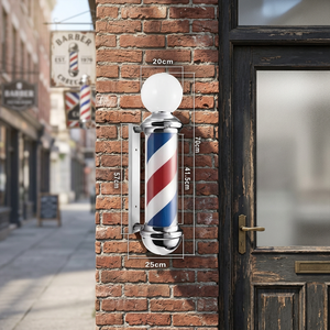 Barberpole - Mobilier de salon de qualité supérieure - Barberpole classique en acier inoxydable avec sphère - Robuste - Product Image 2
