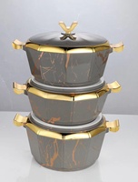3-teiliges Set 2L 2,5L 3L Elegante Achteckige Servierschale Isolierter Speisewärmer Thermobehälter Hochwertige Qualität für Buffet-Nutzung