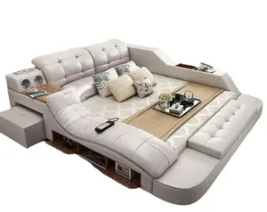 Mobili per camera da letto in legno personalizzati OEM, set in ciliegio bianco e blu, design con colori moderni, materiale letto, acero, vendita