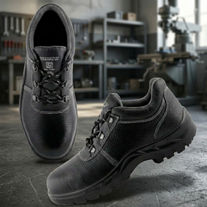 Chaussures de sécurité en cuir à embout d'acier pour hommes, semelle extérieure en caoutchouc antidérapante, lacets, bottes de travail, toutes saisons, semelle intermédiaire en EVA - Product Image 5