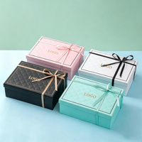 Boîte cadeau de luxe personnalisée Heaven Earth avec couvercle et nœud, emballage en papier monobloc pour cadeaux d'anniversaire