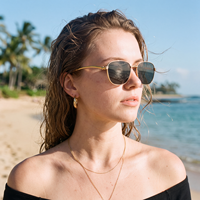 TWOOO T1762 Nouveauté Lunettes de soleil métalliques à monture carrée style simple, tendance et mode pour l'extérieur