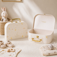 Coffret Mini Valise en Carton Rigide Personnalisé avec Finition UV et Gaufrage pour Cadeaux Souvenirs de Naissance Bébé